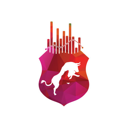 Bull and bear chart logo design. Bull and bear chart vector logo design template.のイラスト素材