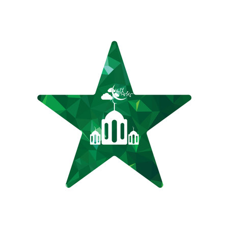 Eid MubarakStar mosque icon vector logo design template. Suitable for Islam, Arabic, Indian, etc.のイラスト素材