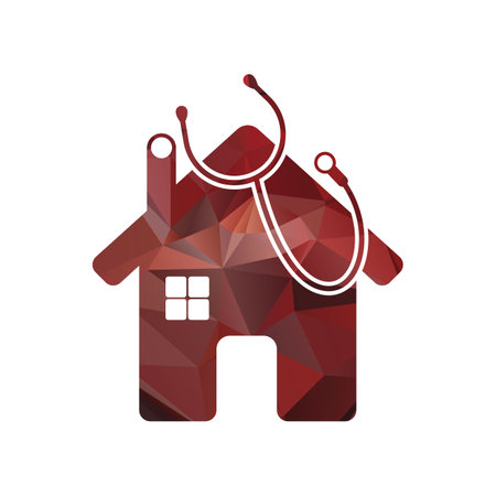 House with stethoscope vector logo design template. House with stethoscope icon.のイラスト素材