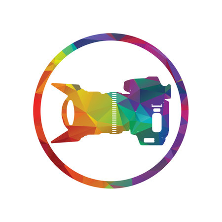 Camera icon in low poly style. Polygonal vector illustration.のイラスト素材