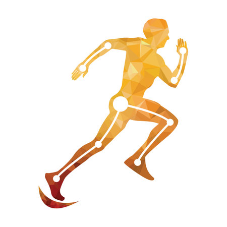 Running man designed using polygonal style graphic vector. Human body silhouette.のイラスト素材