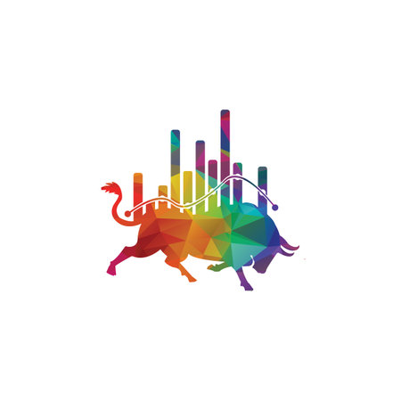 Bull chart vector logo design. concept Bull market business logo design.のイラスト素材
