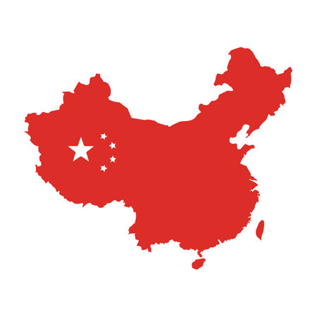 Map of China with flag on a white background. Vector illustration.のイラスト素材
