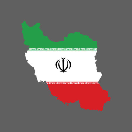 Map of Iran with Iranian national flag. Vector illustration on gray background.のイラスト素材