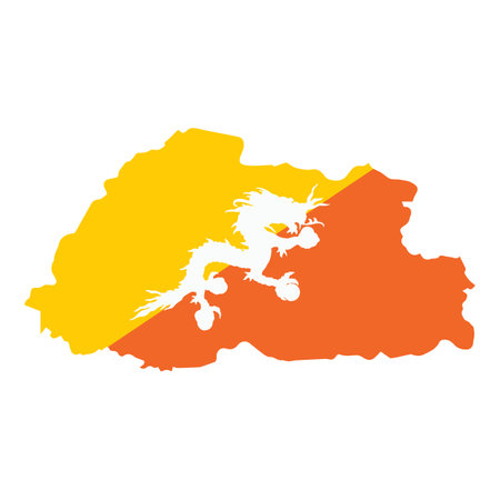 Bhutan map silhouette with flag. Vector illustration design.のイラスト素材