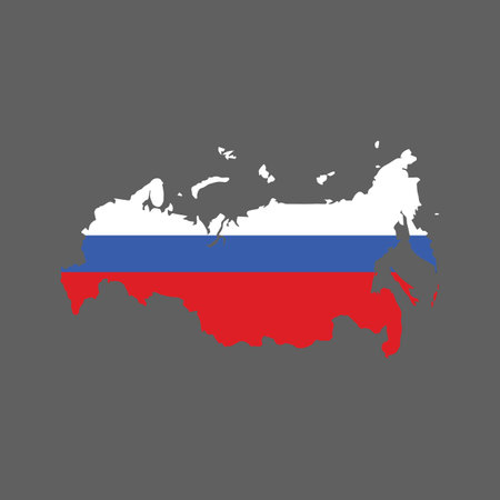 Russia map flag on grey background. Vector illustration.のイラスト素材
