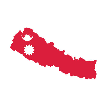 Map of Nepal with flag on white background. Vector Illustration.のイラスト素材