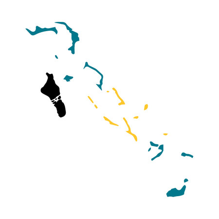 Bahamas, officially the Commonwealth of The Bahamas, is an island country within the Lucayan Archipelago of the West Indies in the North Atlantic vector illustration map and flag lのイラスト素材