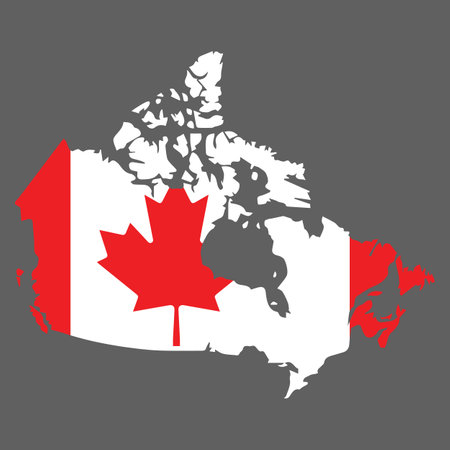 Canada map with national flag deep details gray background vector illustrationのイラスト素材