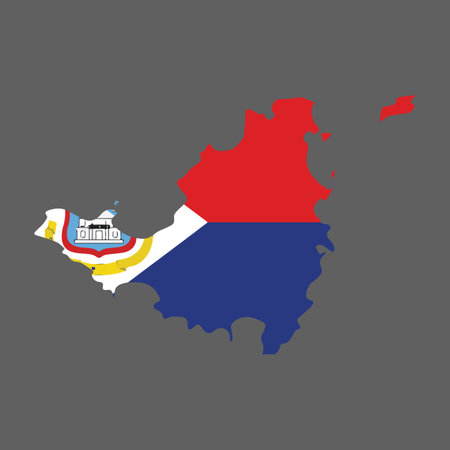 Sint Maarten Country vector illustration flag and map logo design concept detailedのイラスト素材