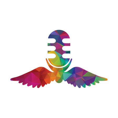 Podcast wings microphone logo with colorful pattern vector illustration.のイラスト素材