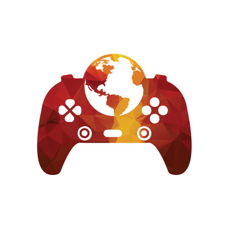 Game globe logo Icon design. online gamer world logo. globe and joy stick vector illustration .のイラスト素材