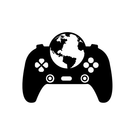 Game globe logo Icon design. online gamer world logo. globe and joy stick vector illustration .のイラスト素材