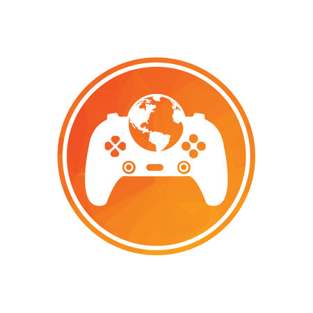 Game globe logo Icon design. online gamer world logo. inside circle shape  vector illustration .のイラスト素材