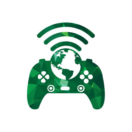 Game globe logo Icon design. online gamer world logo. globe and joy stick vector illustration .のイラスト素材
