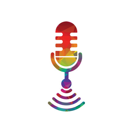 Wi-Fi Podcast microphone Icon vector Design.のイラスト素材