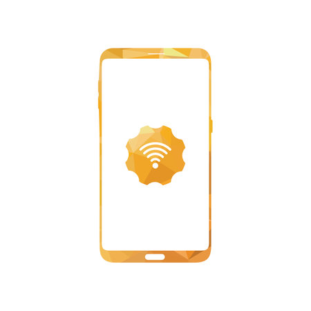 Smart phone logo design. mobile vector illustration with Wi-Fi setting icon.のイラスト素材
