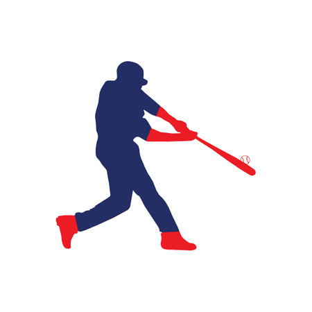Baseball player with bat and ball. Flat style vector illustration.のイラスト素材