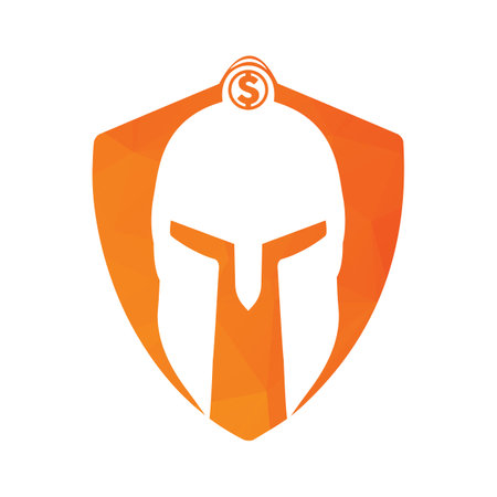 Greek warrior helmet, antiques roman helmet for head protection spartan helmet icon. dollar sign American flag colors descent shape and color flat design style. vector illustrationのイラスト素材