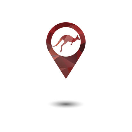 Kangaroo map pointer icon. Map markers. Map markers. Vector illustrationのイラスト素材