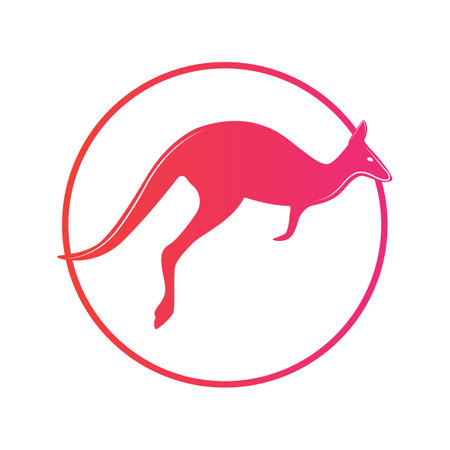 Kangaroo icon. Vector illustration of a red kangaroo.のイラスト素材