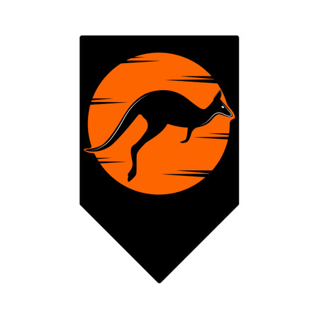 Kangaroo Silhouette. Map Pointer Icon. Vectorのイラスト素材