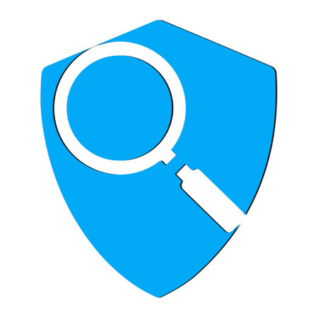 Magnifying Glass Inside a Shield and Finder Safe Searching Concept Vector Illustrationのイラスト素材