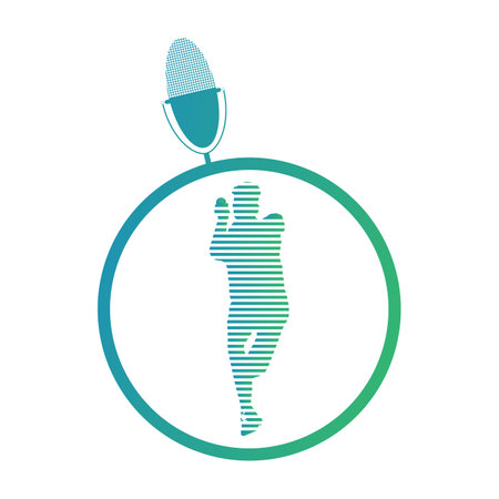 Cricket bowling fast bowler podcast microphone concept vector illustrationのイラスト素材