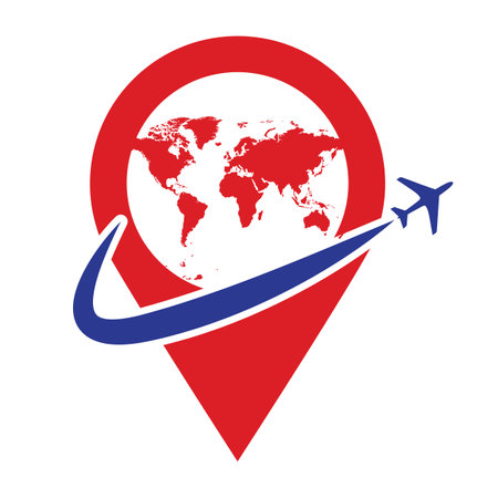 Travel agency logo pin location globe icon vector illustrationのイラスト素材