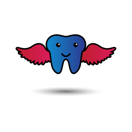 Tooth with red wing templeteのイラスト素材