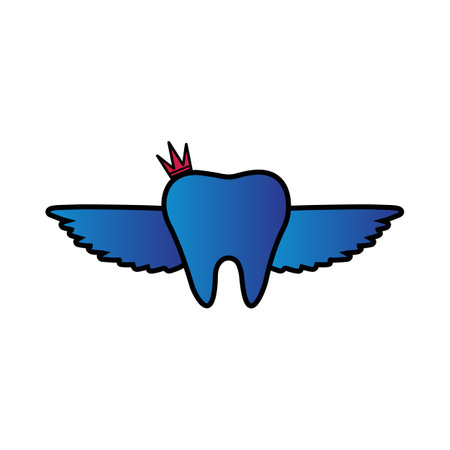 Tooth icon with crown and wings vector illustrationのイラスト素材