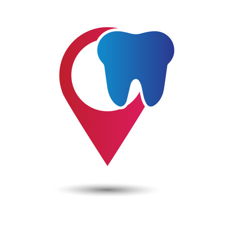Tooth logo dental care with pin location vector illustrationのイラスト素材