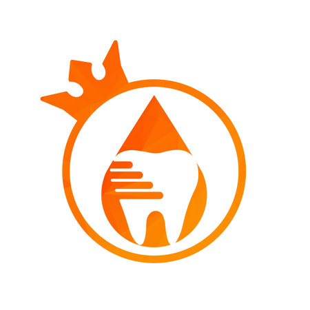 Tooth logo design inside a king ring and water drop shape vector illustrationのイラスト素材