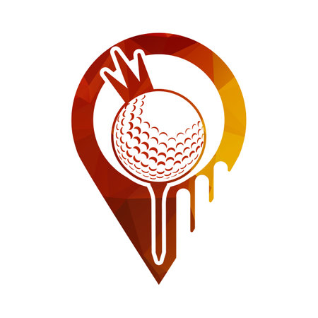 Golf ball with crown inside a shape of pin location vector illustrationのイラスト素材