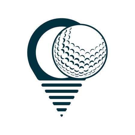 Golf ball and pin location mark vector illustrationのイラスト素材