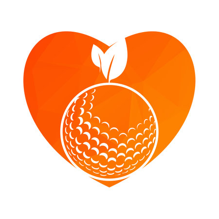 Golf ball and leaf logo inside a shape of circle vector illustrationのイラスト素材