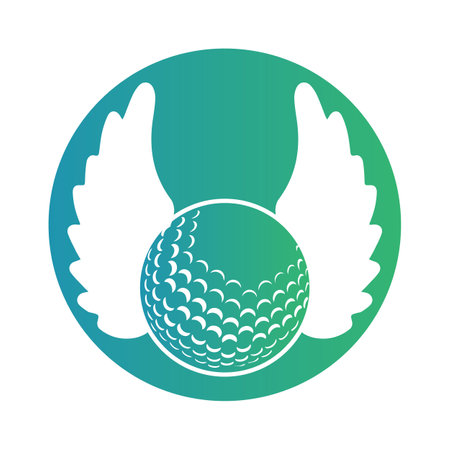 Golf ball with wings inside a shape of circle vector illustrationのイラスト素材