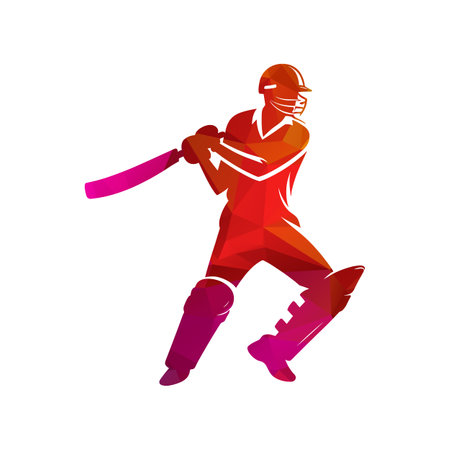 Cricket Player Logo Unique Style Designのイラスト素材