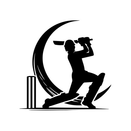 Cricket Player Logo Playing Short Conceptのイラスト素材
