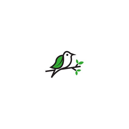 Logo design icon leaf bird vector template logo, vectorのイラスト素材