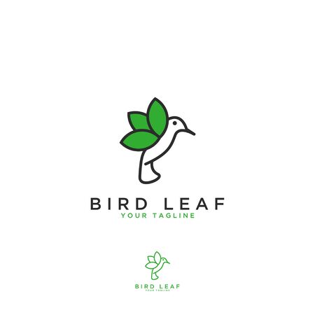 Logo design icon leaf bird vector template logo, vectorのイラスト素材