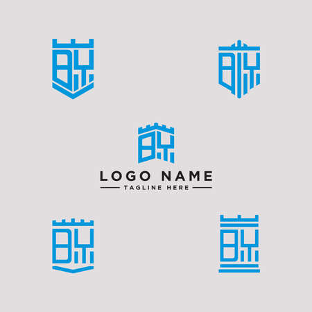 Inspiring logo design Set, for companies from the initial letters of the BY logo icon. -Vectorsのイラスト素材