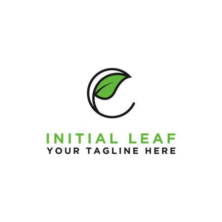 The simple leaf logo is the initial vector design C. the initial style - Vectorのイラスト素材