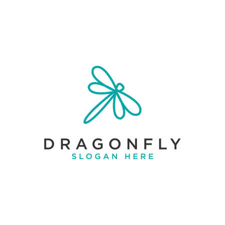 Creative and Minimalist Dragonfly logo design with line art style - Vectorのイラスト素材