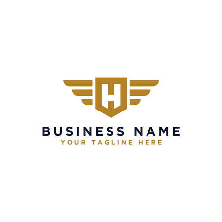H logo design, wing design vector elements. Linear style business logo design. - Vectorのイラスト素材