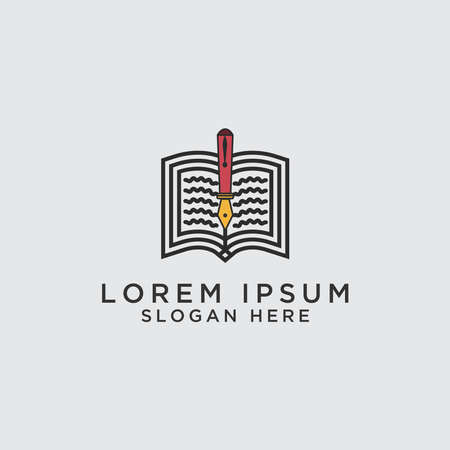 Educational Logo Templates. Book and pen Icon Vector.のイラスト素材