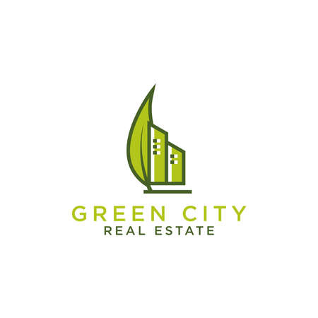 Abstract green city building logo design concept. Symbol icon of residential, apartment and city landscape.Symbol icon of residential, apartment and city landscape. - Vectorのイラスト素材