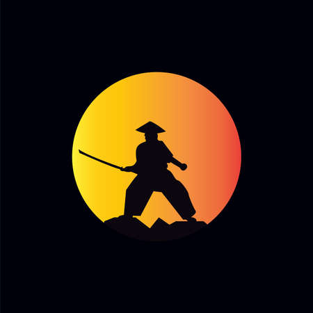 samurai warrior japan template. icon samurai sword.のイラスト素材