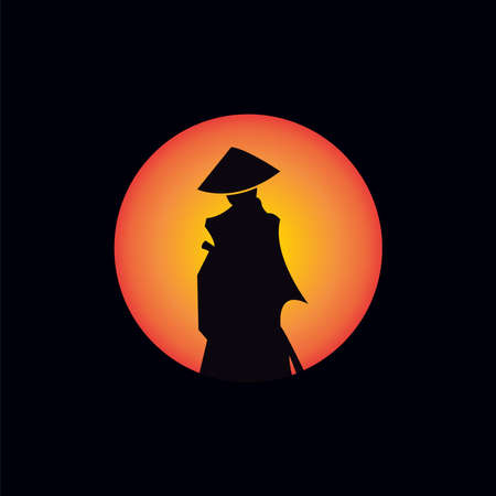 samurai warrior japan template. icon samurai sword.のイラスト素材