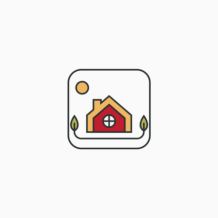 A creative minimalist home with a sweet logo design symbol of a house conceptのイラスト素材